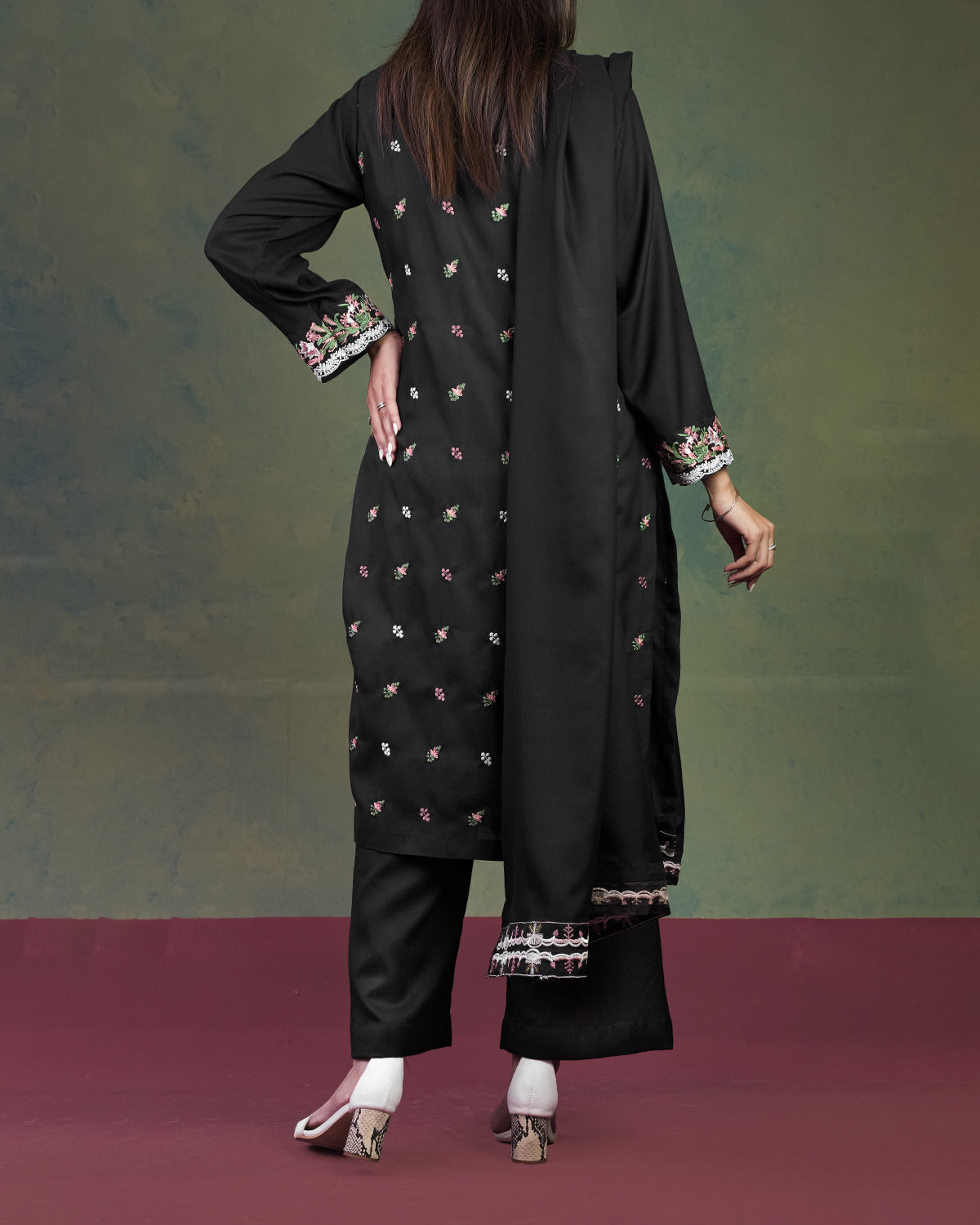 Embroidered Black 3pc