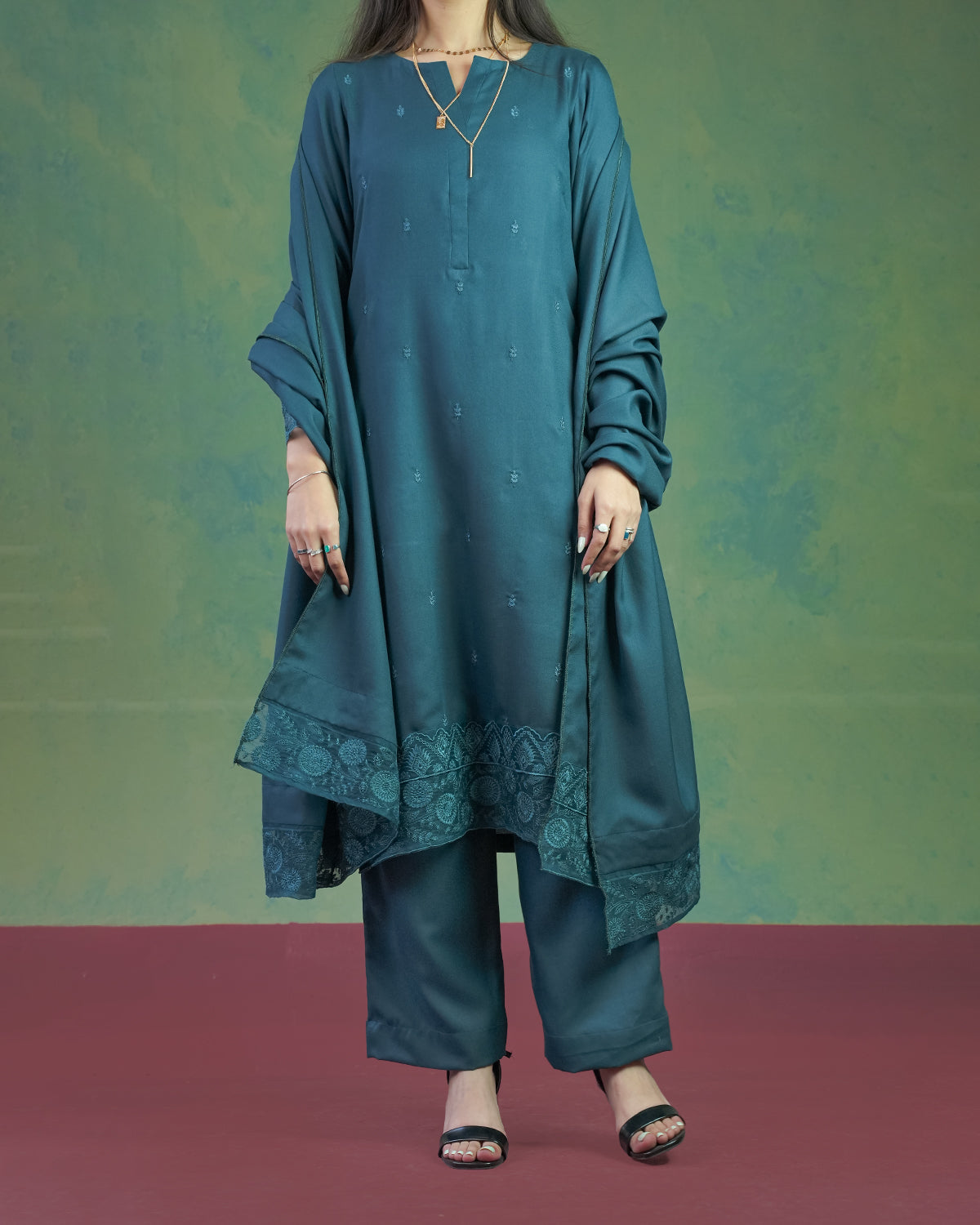 Embroidered Blue 3pc