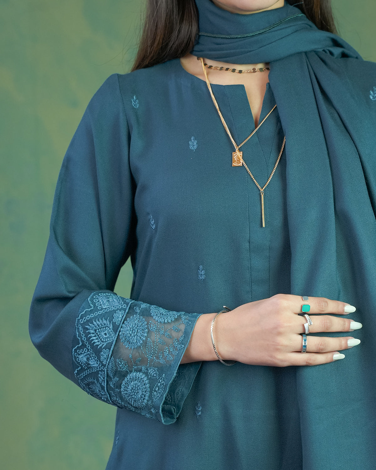 Embroidered Blue 3pc