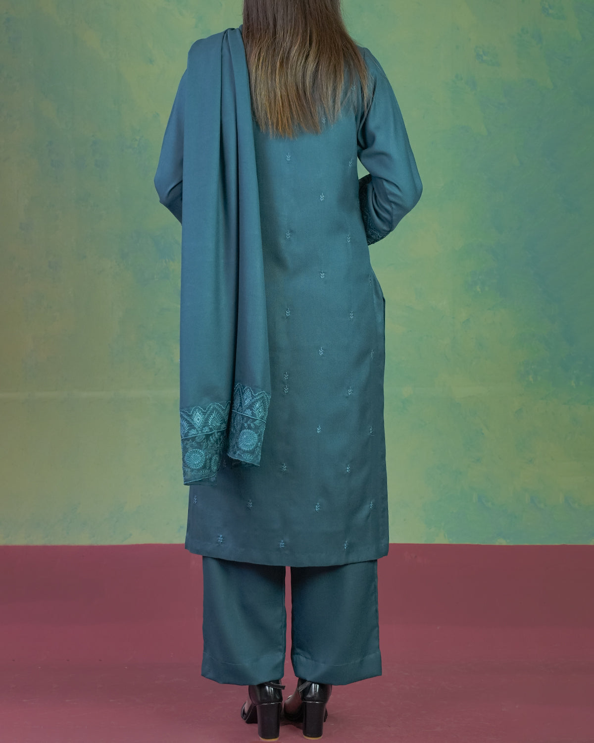 Embroidered Blue 3pc