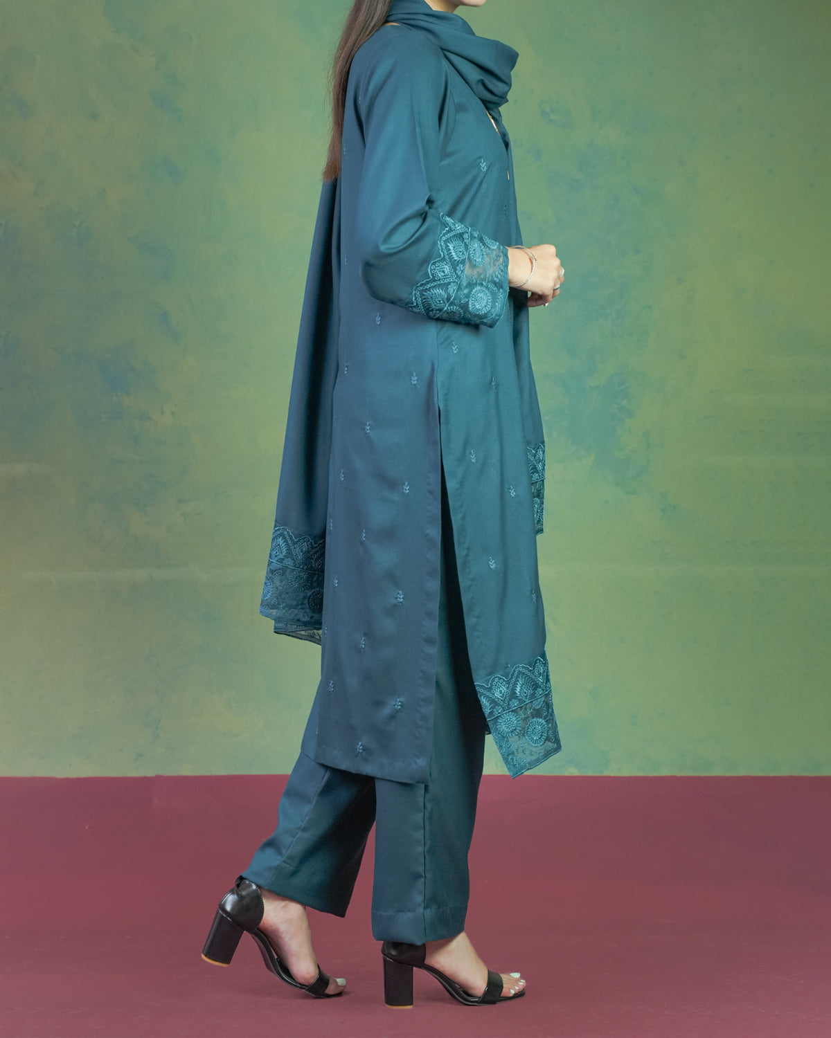 Embroidered Blue 3pc